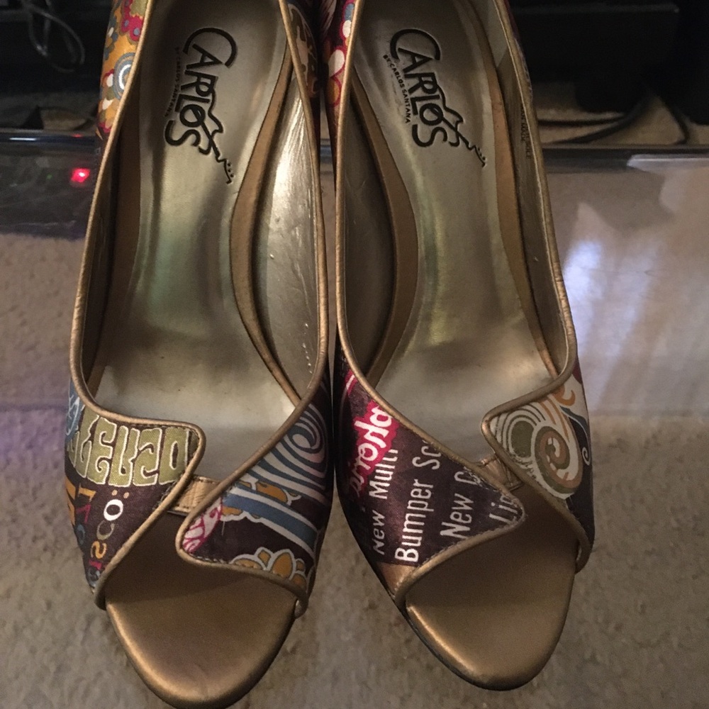 Carlos Santana Peep Toe Heels Brown